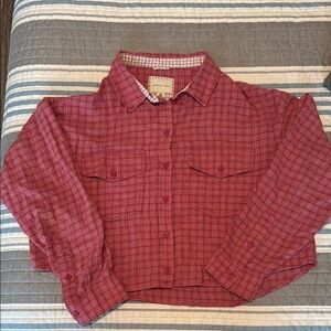 Cropped Pink Plaid Button-Up
